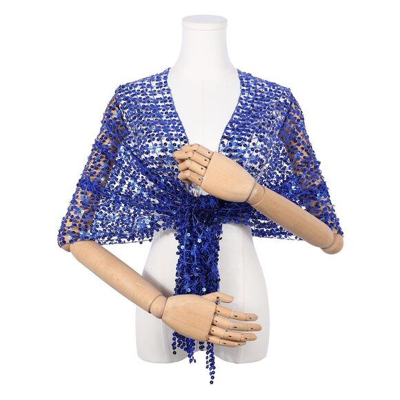 Women Sequin Shawls And Wraps For Evening Dresses, Fringed Sparkly 5254